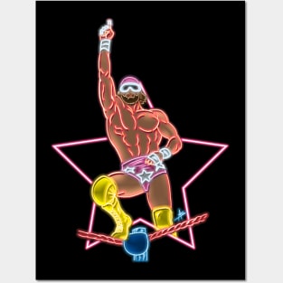 Macho man top rope neon color Posters and Art